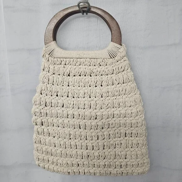 Universal Thread Bag Cream Crochet Boho Hippie Festival - Picture 12 of 12